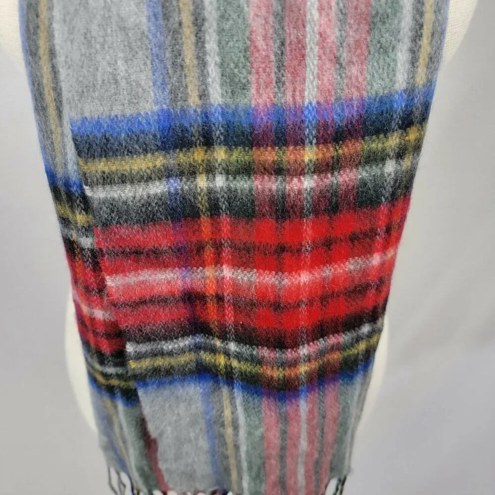 NEW L'Accessorio Italiano Mens Plaid Scarf Made in Italy Fringe‎ NWT